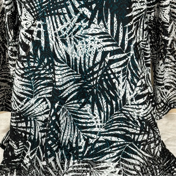 Mario Serrani Italy Beach Cover Up Black White Tropical Print Tunic Dress Large - Picture 4 of 10
